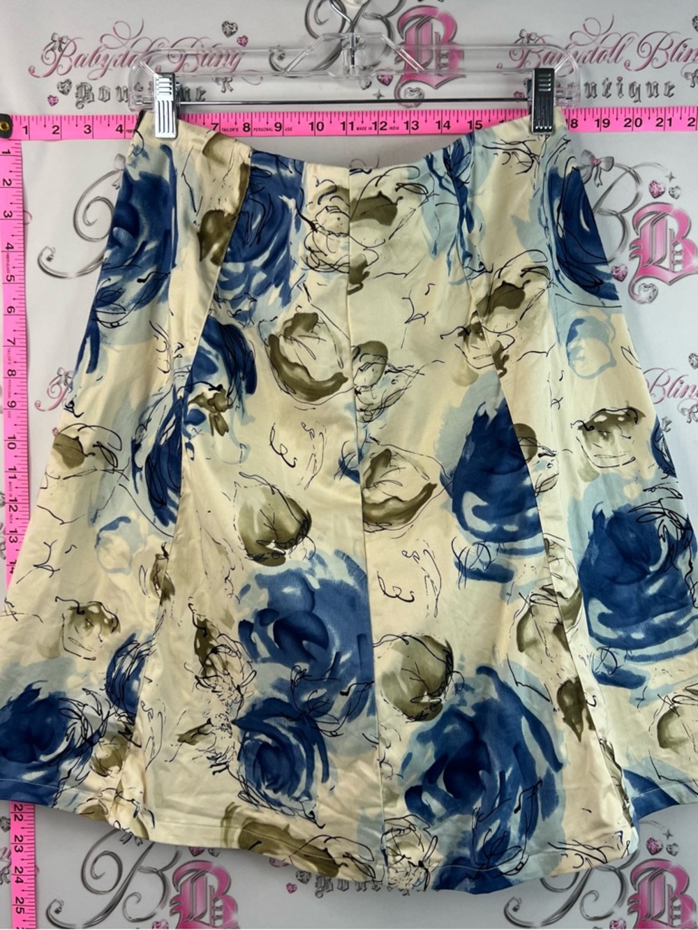 mac & jac Floral Circle Skirt Flowly Blue and Cream